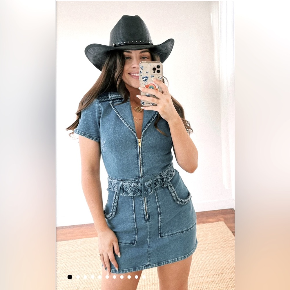 Denim Cowgirl Mini Dress - Show Me Your Mumu “Outlaw Dress” NWT